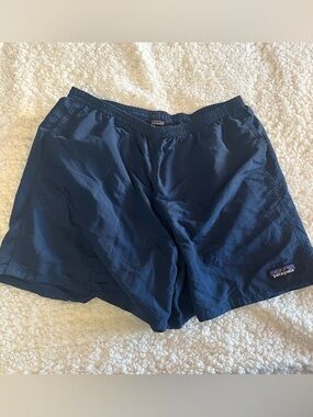 Patagonia Men's Dark Blue Athletic Elastic-Waist Shorts